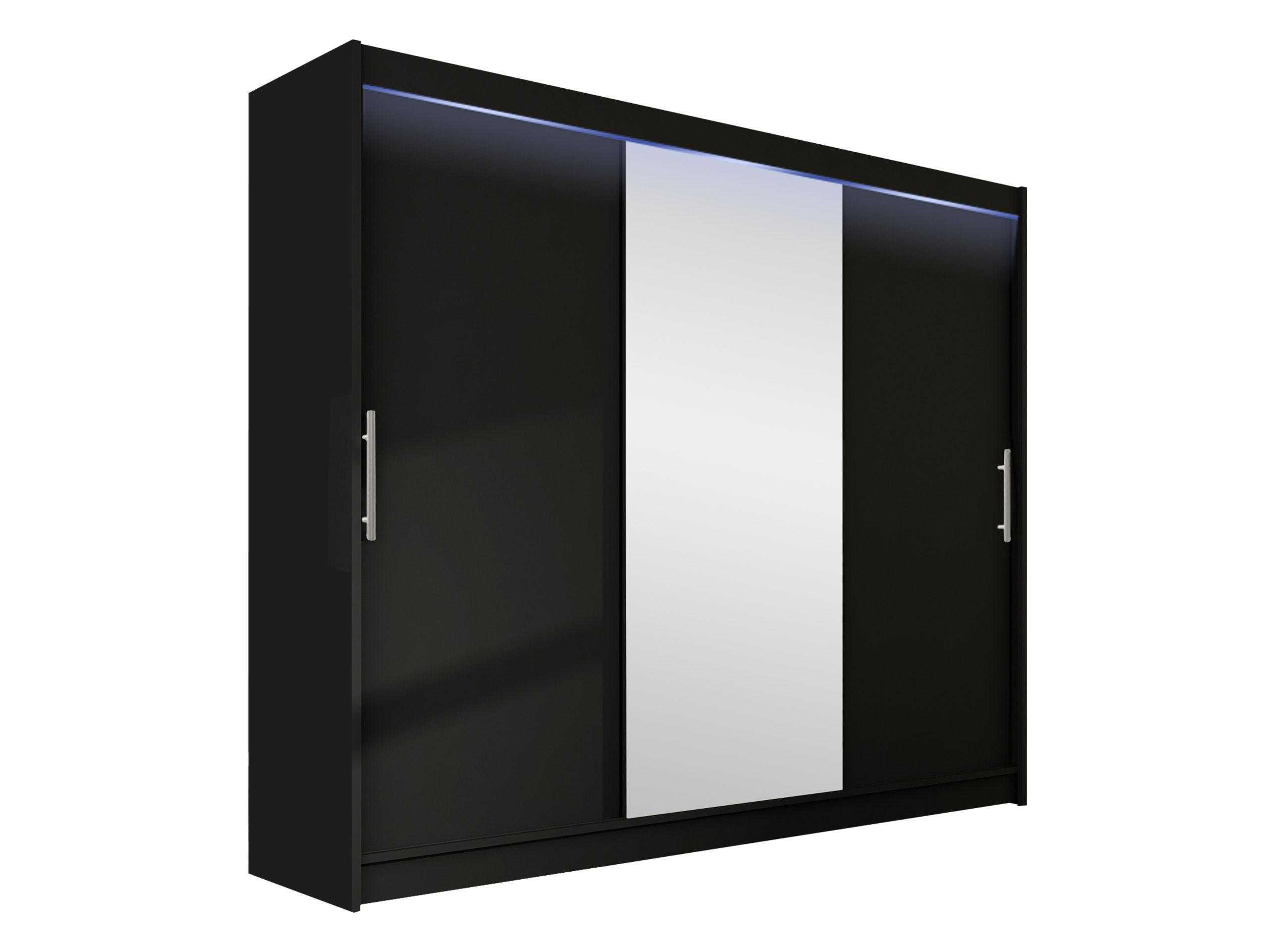 KLEIDERSCHRANK Aston I, mit RGB LED Beleuchtung - Silberfarben/Schwarz, Holzwerkstoff/Kunststoff (250/215/58cm) - MIRJAN24