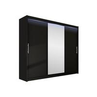KLEIDERSCHRANK Aston I, mit RGB LED Beleuchtung - Silberfarben/Schwarz, Holzwerkstoff/Kunststoff (250/215/58cm) - MIRJAN24