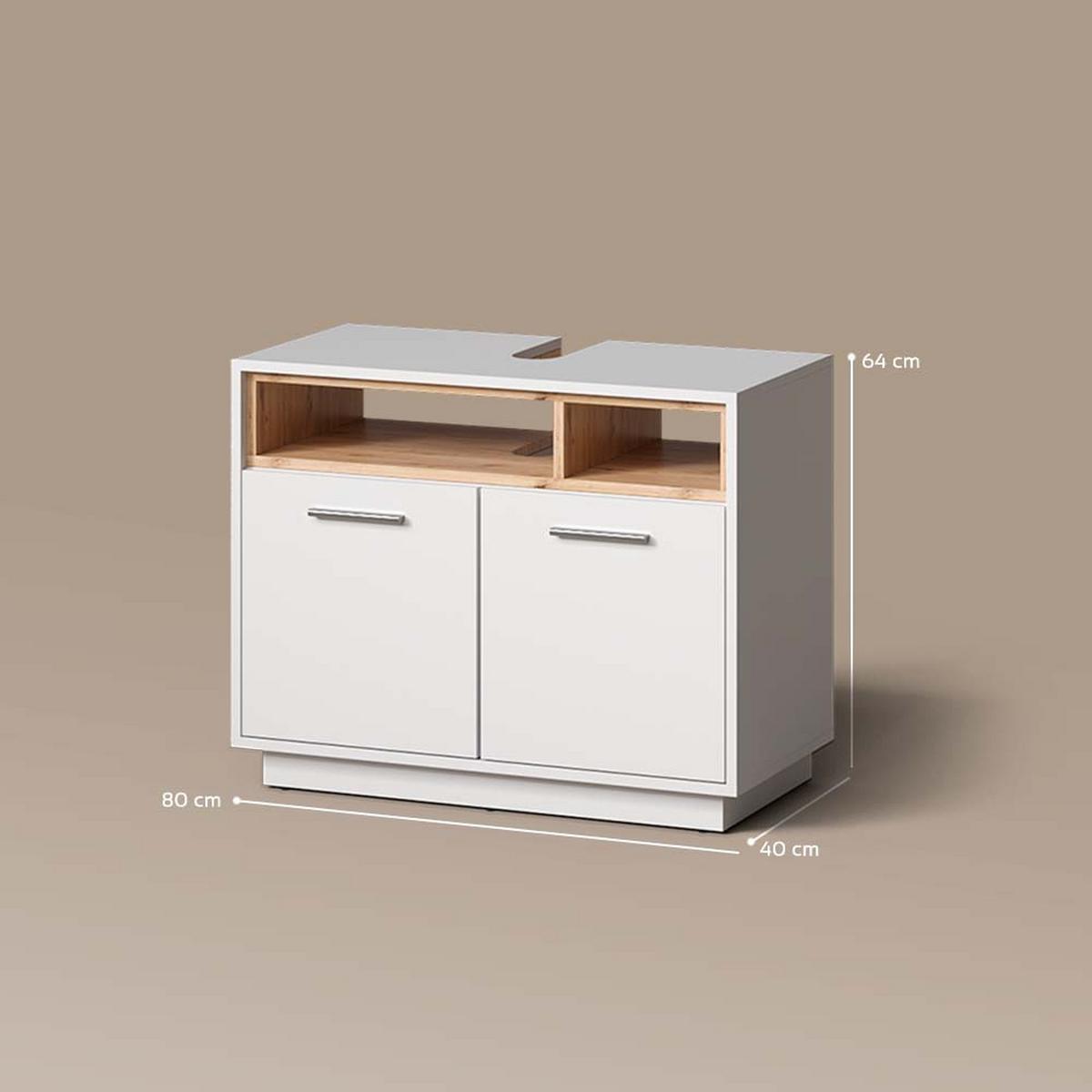 WASCHBECKENUNTERSCHRANK Temo Weiß 80 x 64 cm - Weiß, Holzwerkstoff (80/64/40cm) - Livinity®