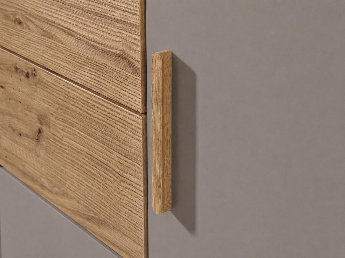 DREHTÜRENSCHRANK B270/H208/T58 cm Sandgrau, Kleiderschrank mit 2 großen Schubkästen & Griffen in Eiche Artisan Dekor / 22641 - Sandfarben/Eiche Artisan, Holzwerkstoff/Kunststoff (270/208/58cm) - luma-home