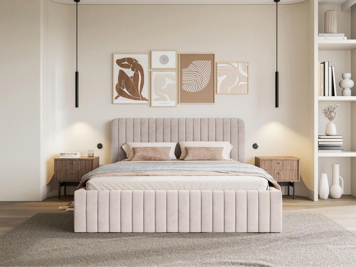 POLSTERBETT Saliano Grau-Beige 160x200 cm - Taupe, Holz/Textil (160/200cm) - Selsey