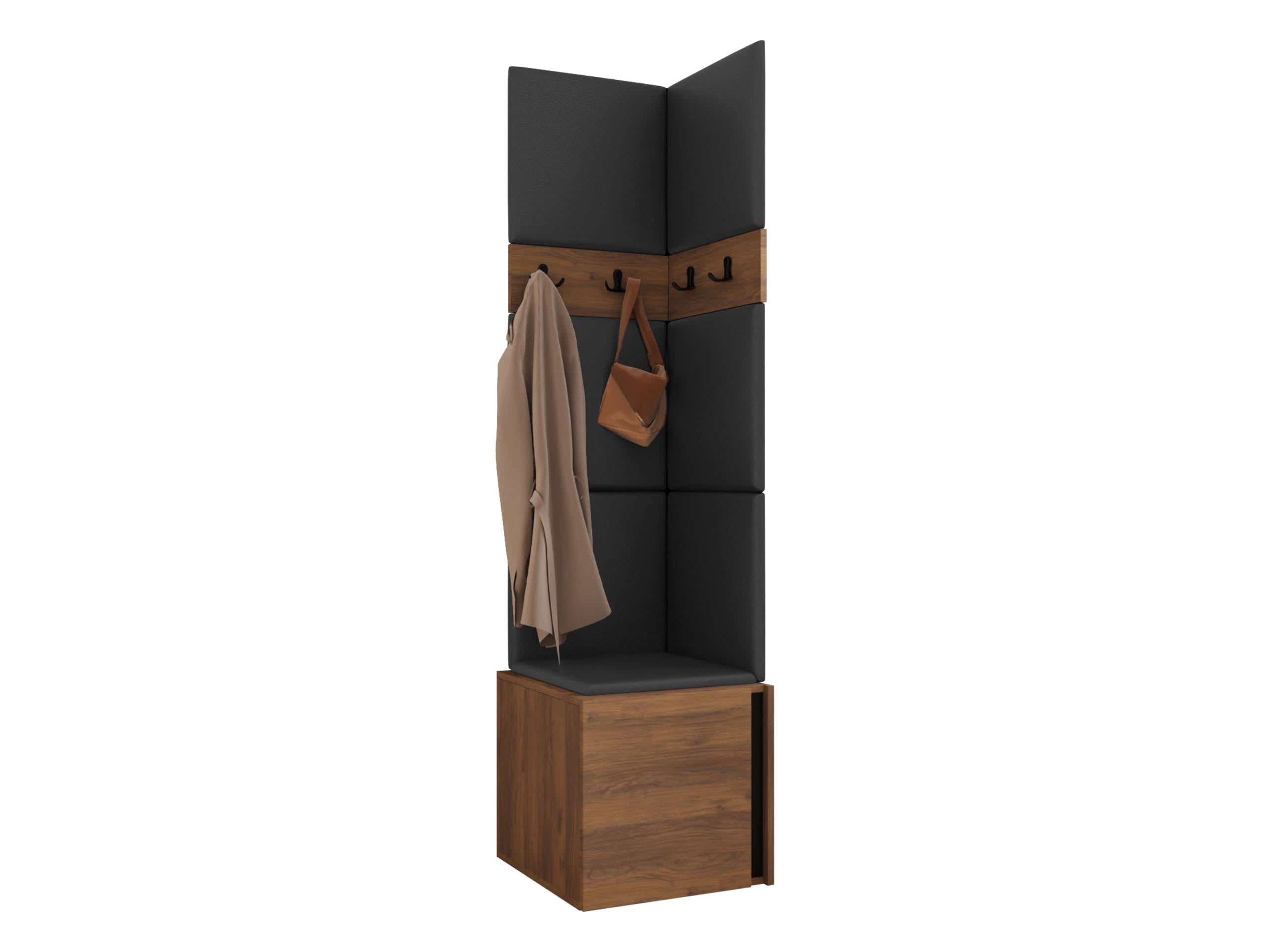 GARDEROBEN-SET Orion XXI - Nussbaumfarben/Schwarz, Holzwerkstoff/Kunststoff (42/186/46cm) - MIRJAN24