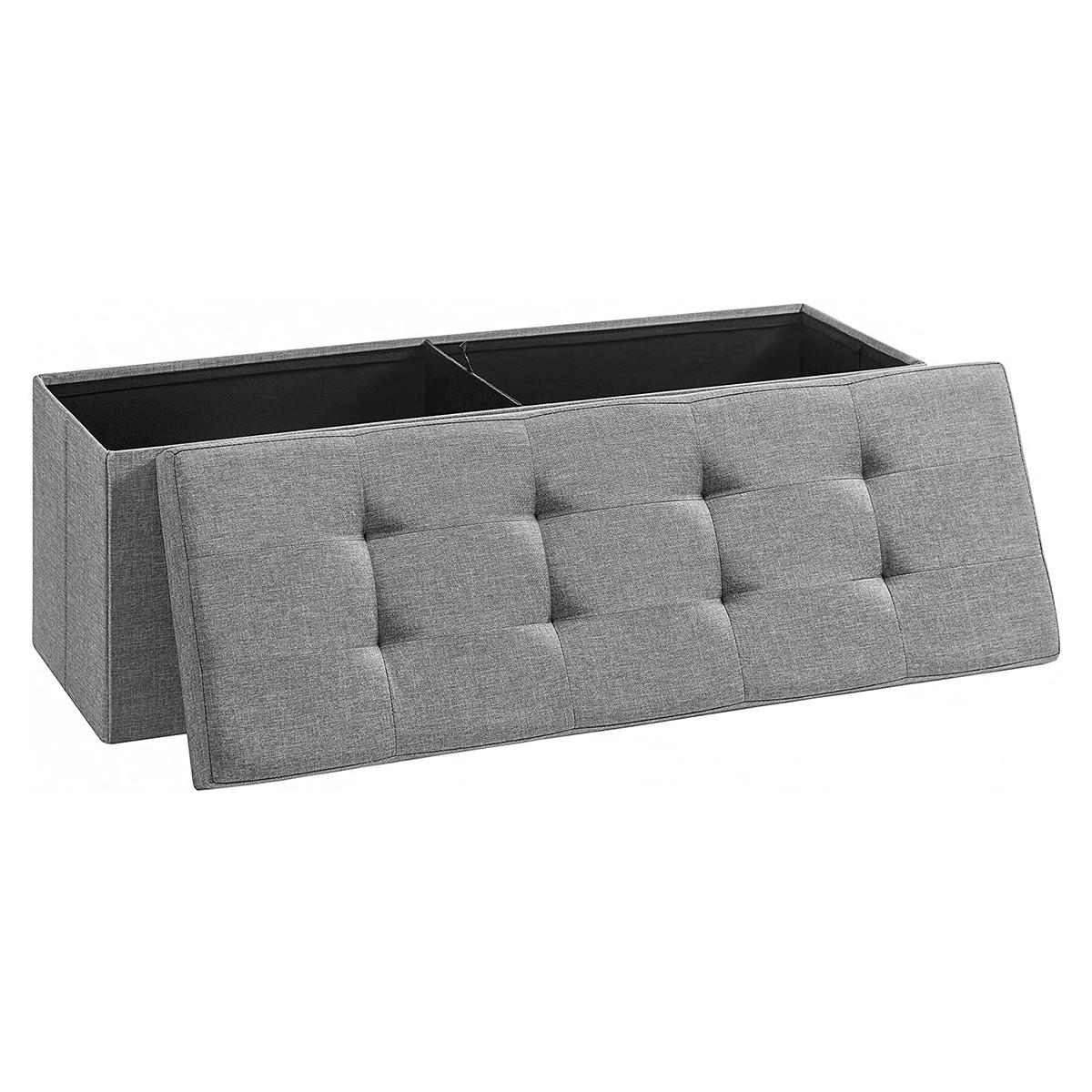 SITZBOX mit 2 Innenfächern - L110 cm - Grau, Holzwerkstoff (38/38/8cm) - Calicosy