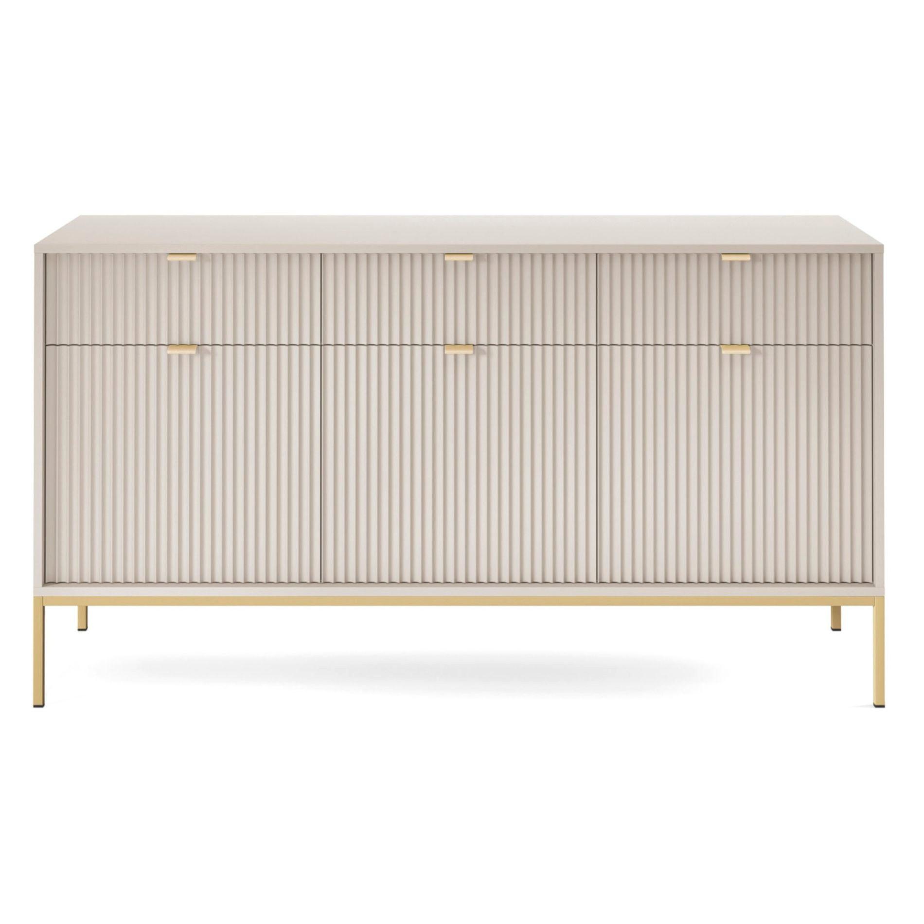 VELLORE Sideboard - Ecru/Beige, Holzwerkstoff/Metall (154/83/39cm) - Selsey