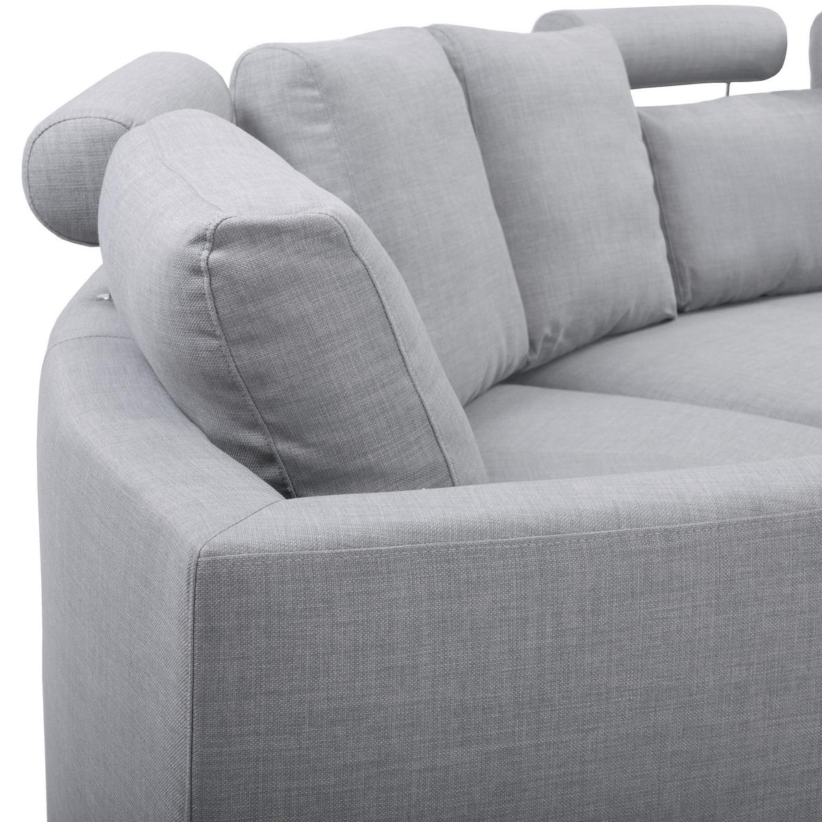 7-SITZER-SOFA mit Ottomane Polyester Grau Rotunde - Grau, Textil (448/76/236cm) - Beliani