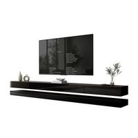 TV-RACK SKY 280 cm, Schwarz hochglanz - Schwarz, Holzwerkstoff (280/25/34cm) - Lookway