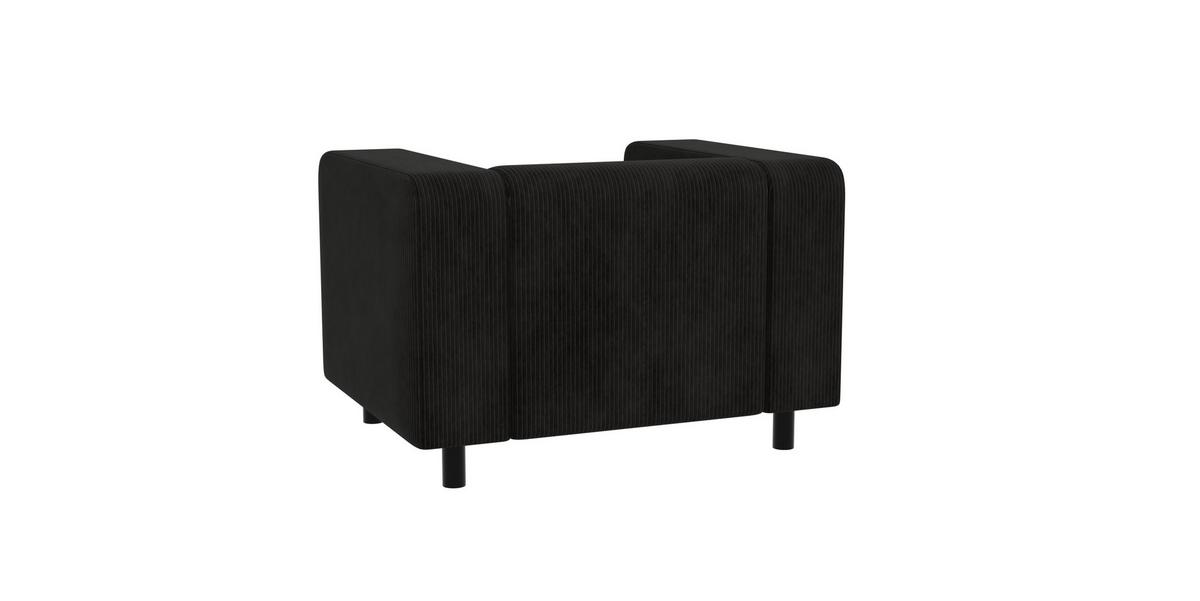 SITZGARNITUR 3+1 Tove Schwarz Cord - Schwarz, Holz/Kunststoff (175/65/80cm) - S-Style Möbel