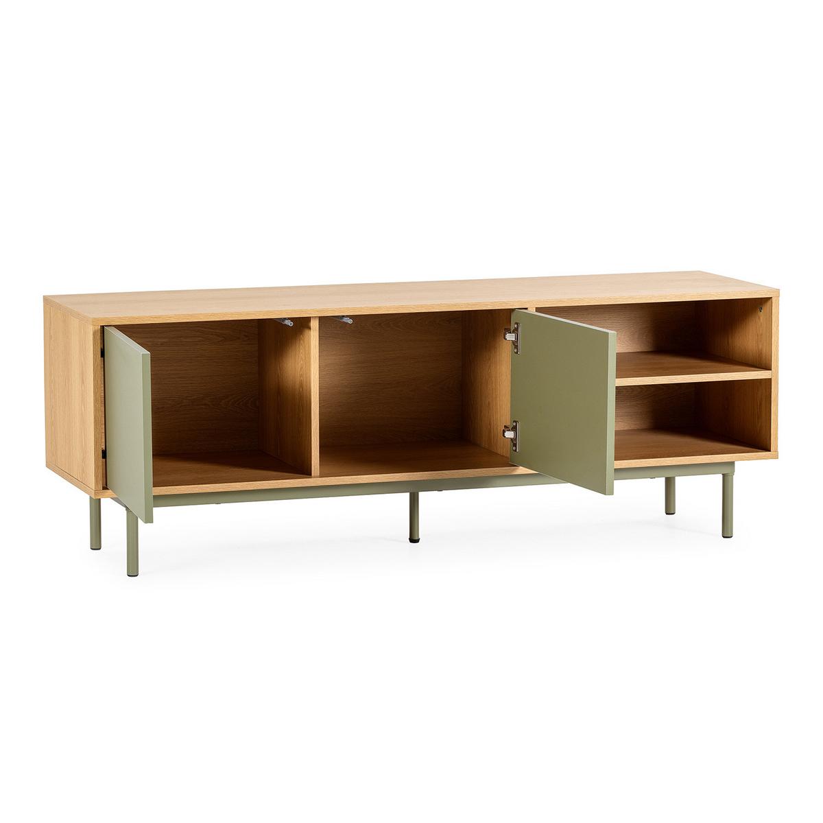 TV-ELEMENT Cuzco 2 türen Eichenfarbe/grün - Grün, Holzwerkstoff (140/50/40cm) - VS Venta-stock