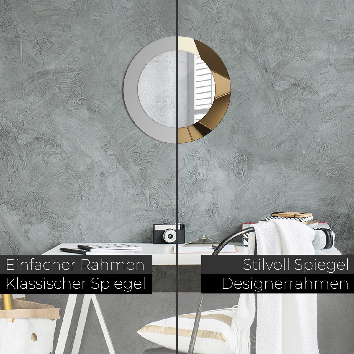 SPIEGEL Ø50 cm Rund mit Aufdruck - Beige, Glas (50/50/0.4cm) - TULUP