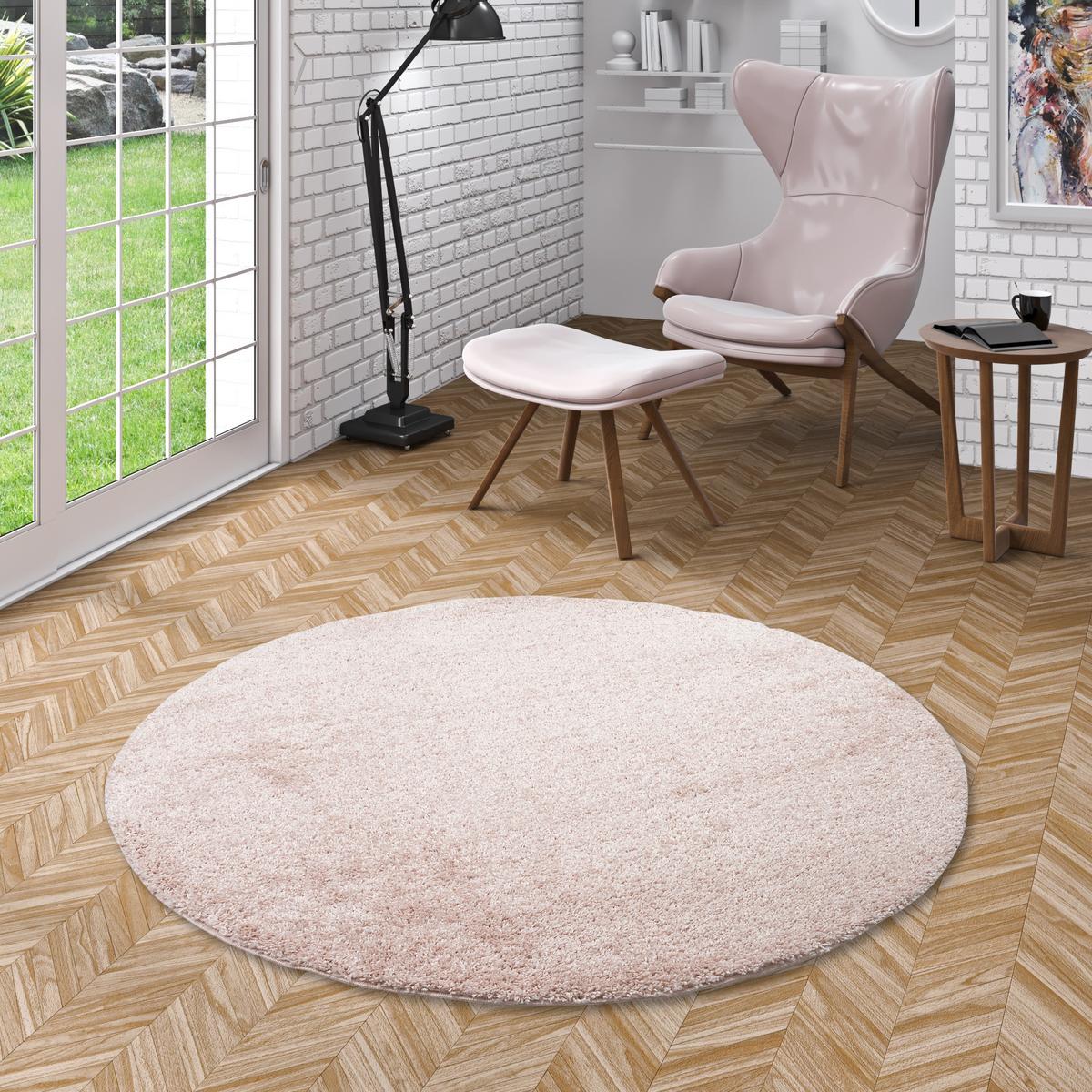 HOCHFLOR LANGFLOR TEPPICH ALOHA RUND - Rosa, Textil (150/150cm) - Pergamon