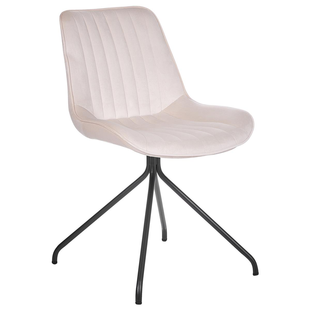 ESSZIMMERSTUHL 2er-Set Samtstoff Beige Navasota - Beige, Textil/Metall (47/83/62cm) - Beliani