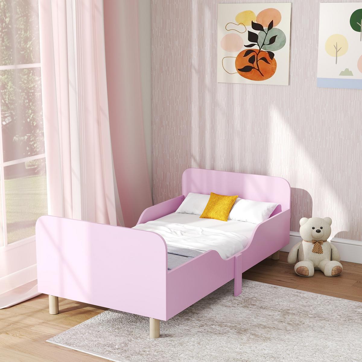KINDERBETT MDF Kiefernholz Rosa - Rosa/Naturfarben, Holzwerkstoff (70/140cm) - AIYAPLAY