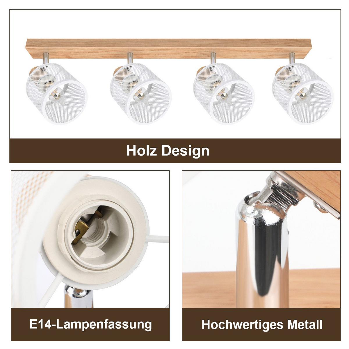 DECKENSTRAHLER Gisela 4-flammig 60/10/14 cm - Weiß, Metall (60/10/14cm) - Nettlife