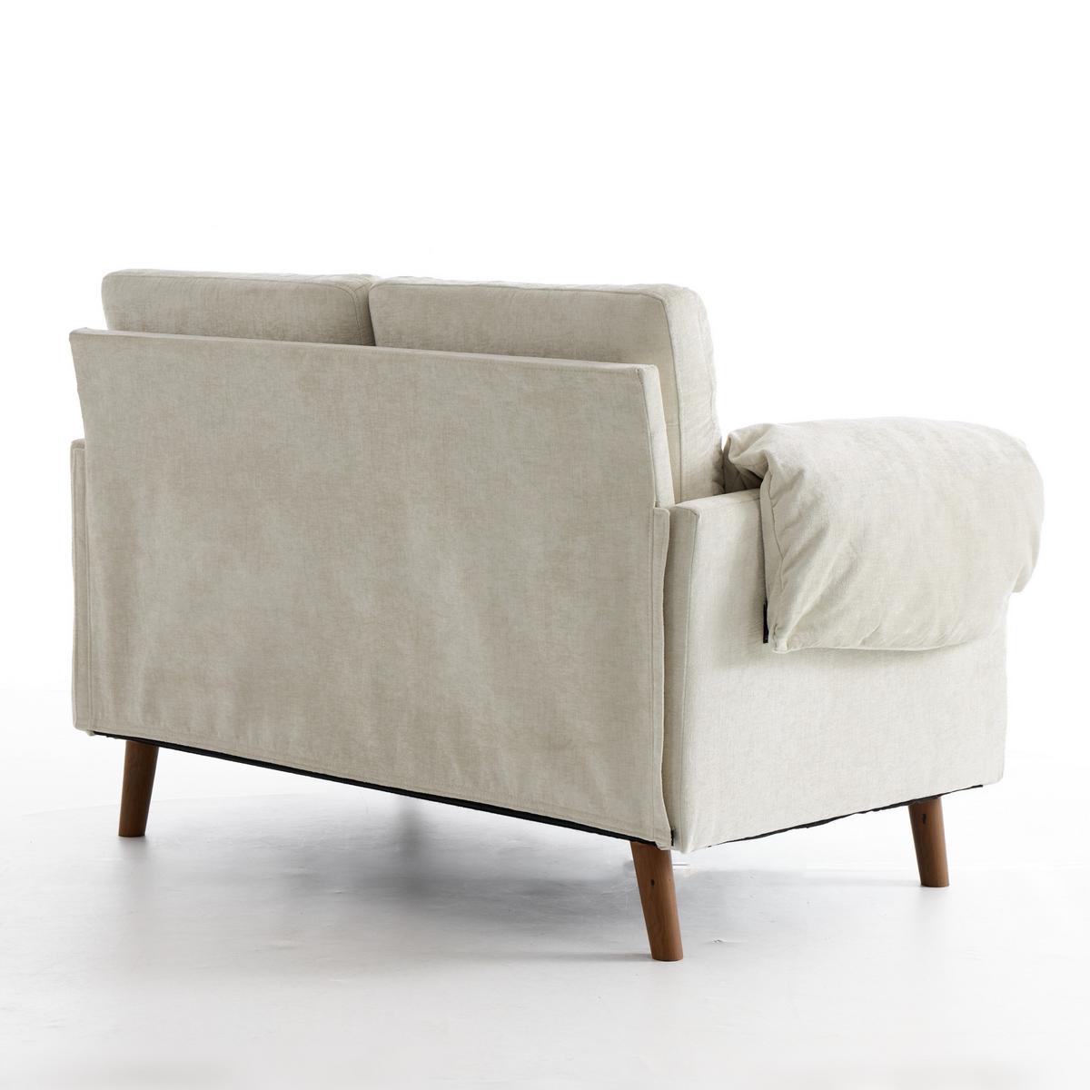 2-SITZER-SOFA aus beigem chenille, kompakt und platzsparend - Beige, Textil (70/85/124cm) - Urban Meuble
