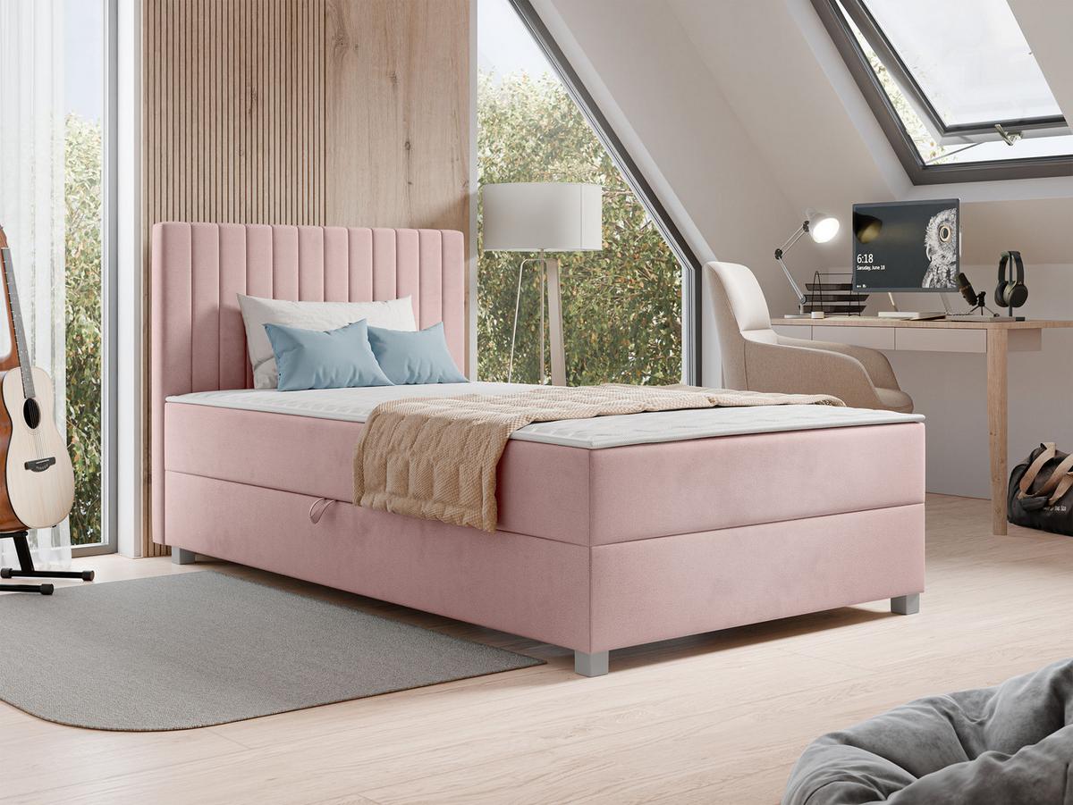 BOXBETT Viki - H3 - Silberfarben/Rosa, Holzwerkstoff/Kunststoff (120/200cm) - MIRJAN24