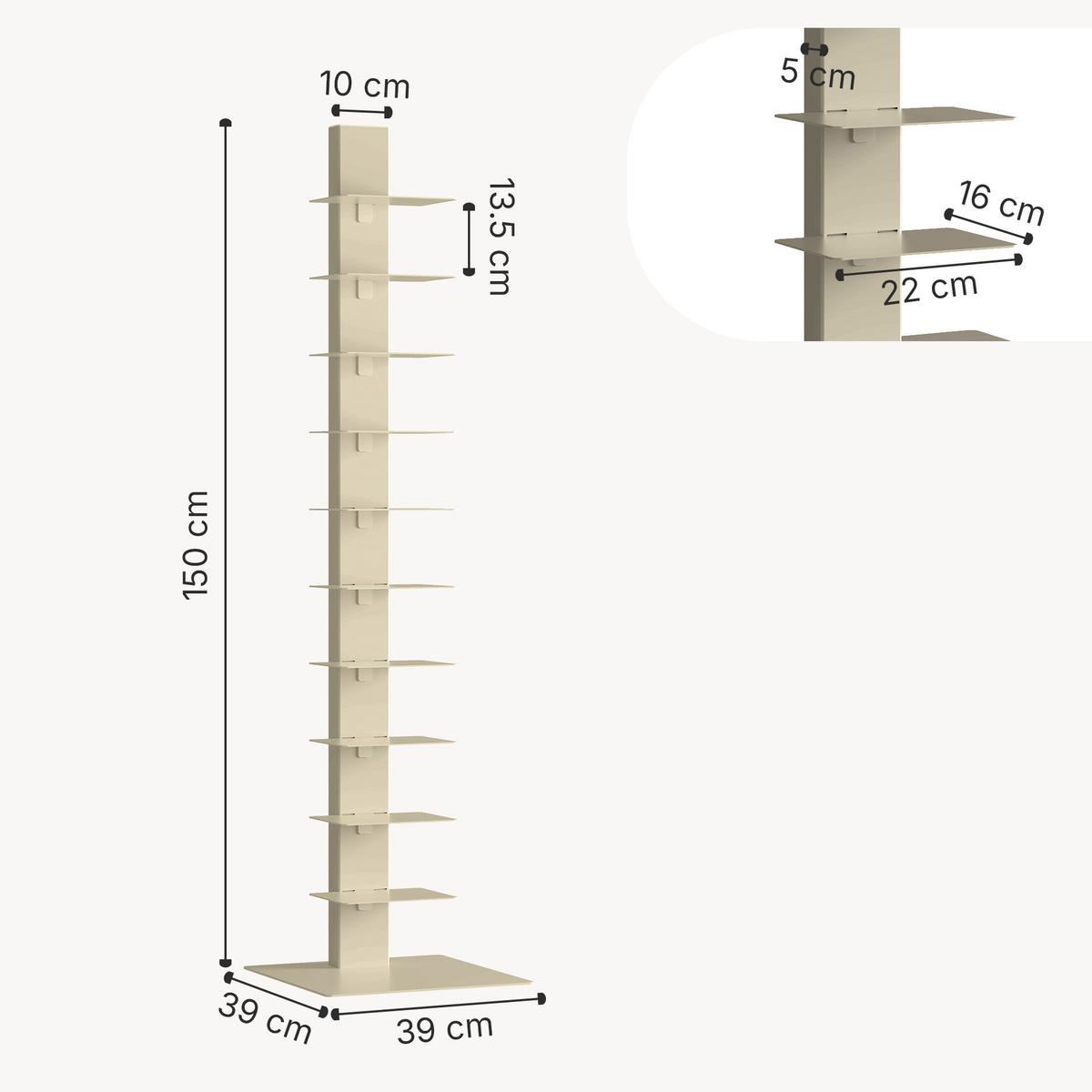 BÜCHERREGAL Eksjö - Beige, Metall (39/150/39cm) - [en.casa]