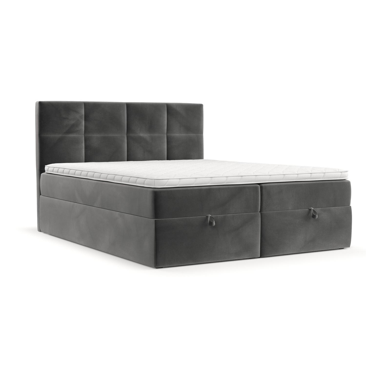 BOXBETT Velto 140/200 cm Grau im Kronos Stoff - Schwarz/Grau, Holz/Holzwerkstoff (140/200cm) - AltaBeds