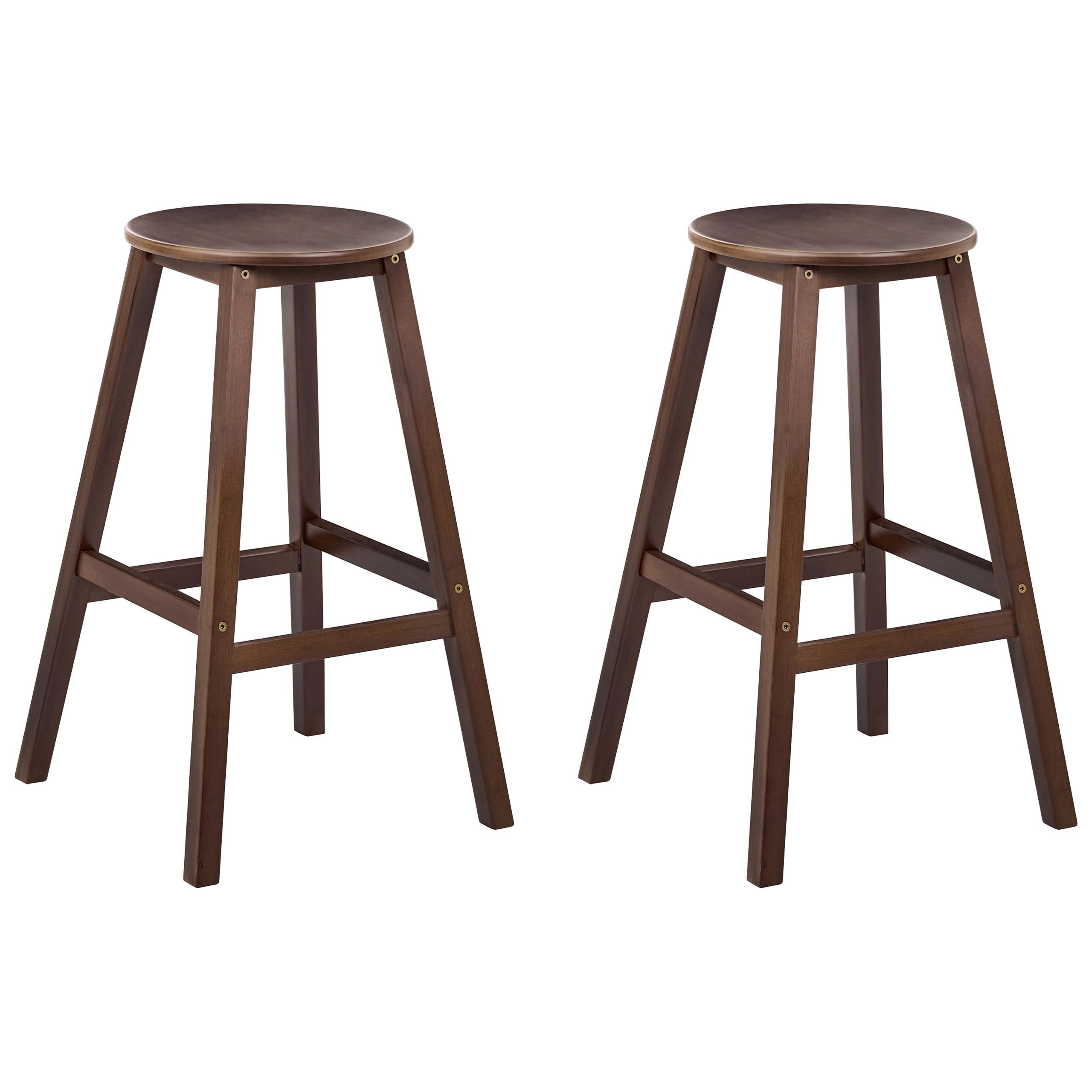 BARHOCKERN 2er-Set Braun Ancelle - Dunkelbraun, Holz (40/65/40cm) - Beliani