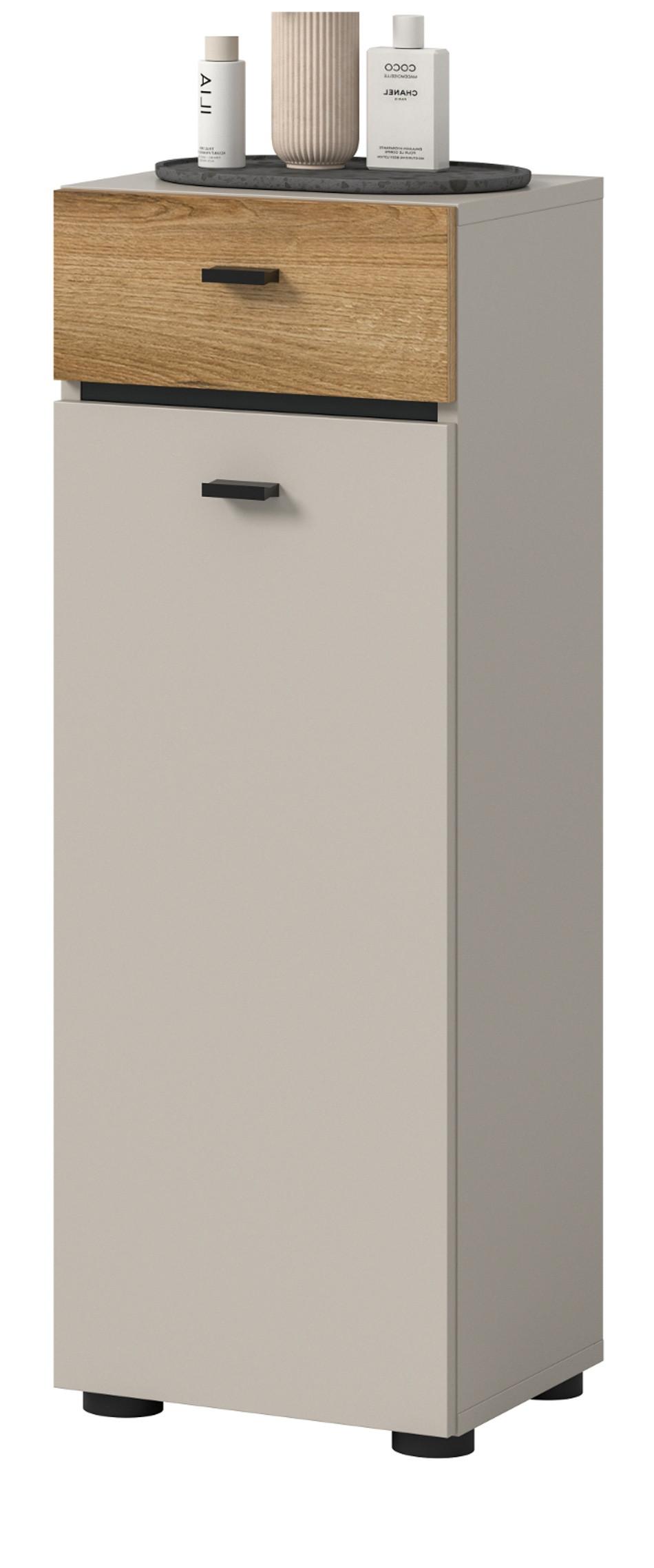 BADKOMMODE Kaschmir, Evoke Eiche 32 cm, Midischrank mit wechselbarem Türanschlag - Kaschmir/Eichefarben, Holzwerkstoff/Kunststoff (32/91/30cm) - Inn.Furn