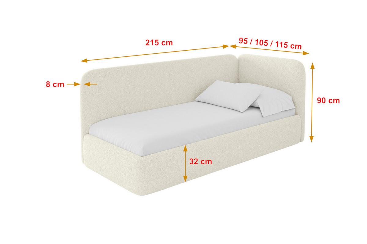 EINZELLBETT Jugendbett mit Bettkasten und Matratze H3/H4, Links - ELSY 80x200 Beige - Champagner, Holzwerkstoff/Textil (80/200cm) - ALTDECOR
