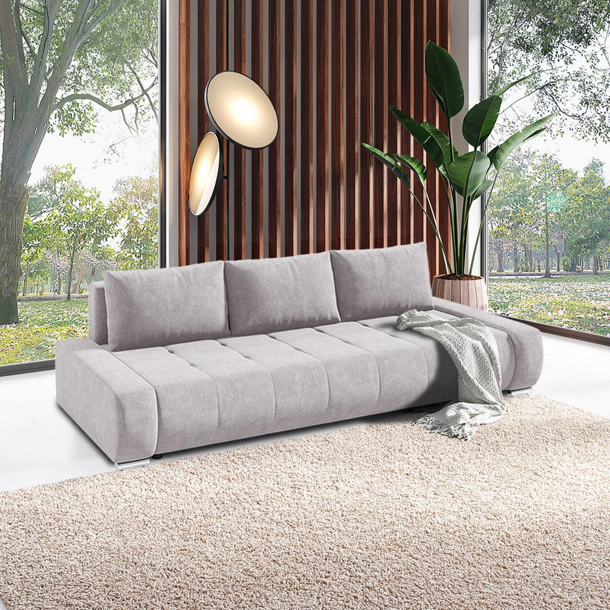 SCHLAFSOFA Jonas 3 Sitzplätze Hellgrau - Hellgrau, Holzwerkstoff (240/85/110cm) - Petits-meubles