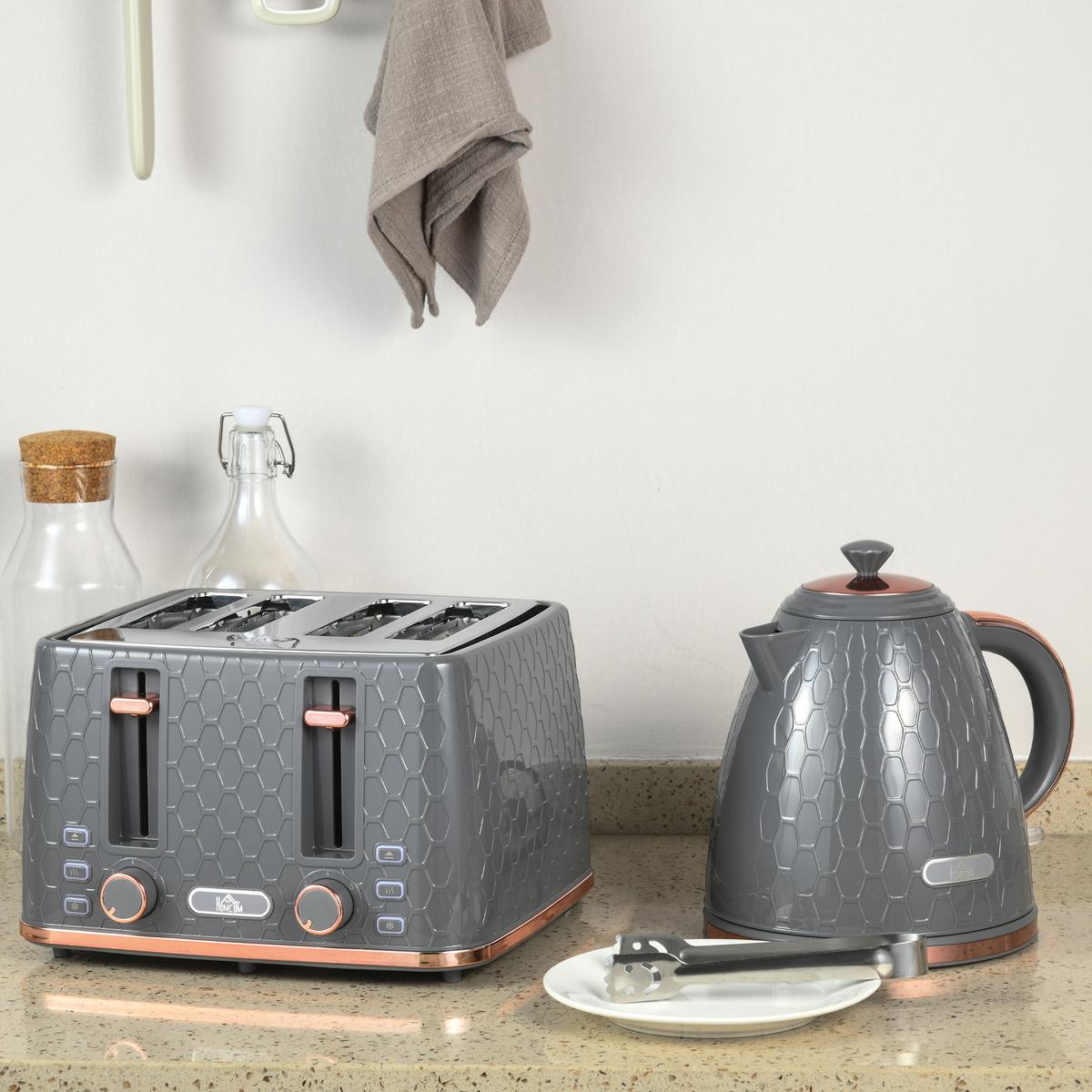 KOCHER-TOASTER-SET 2er Set Kunststoff Stahl Grau - Grau, Kunststoff (19.5/23.4/24.2cm) - HOMCOM