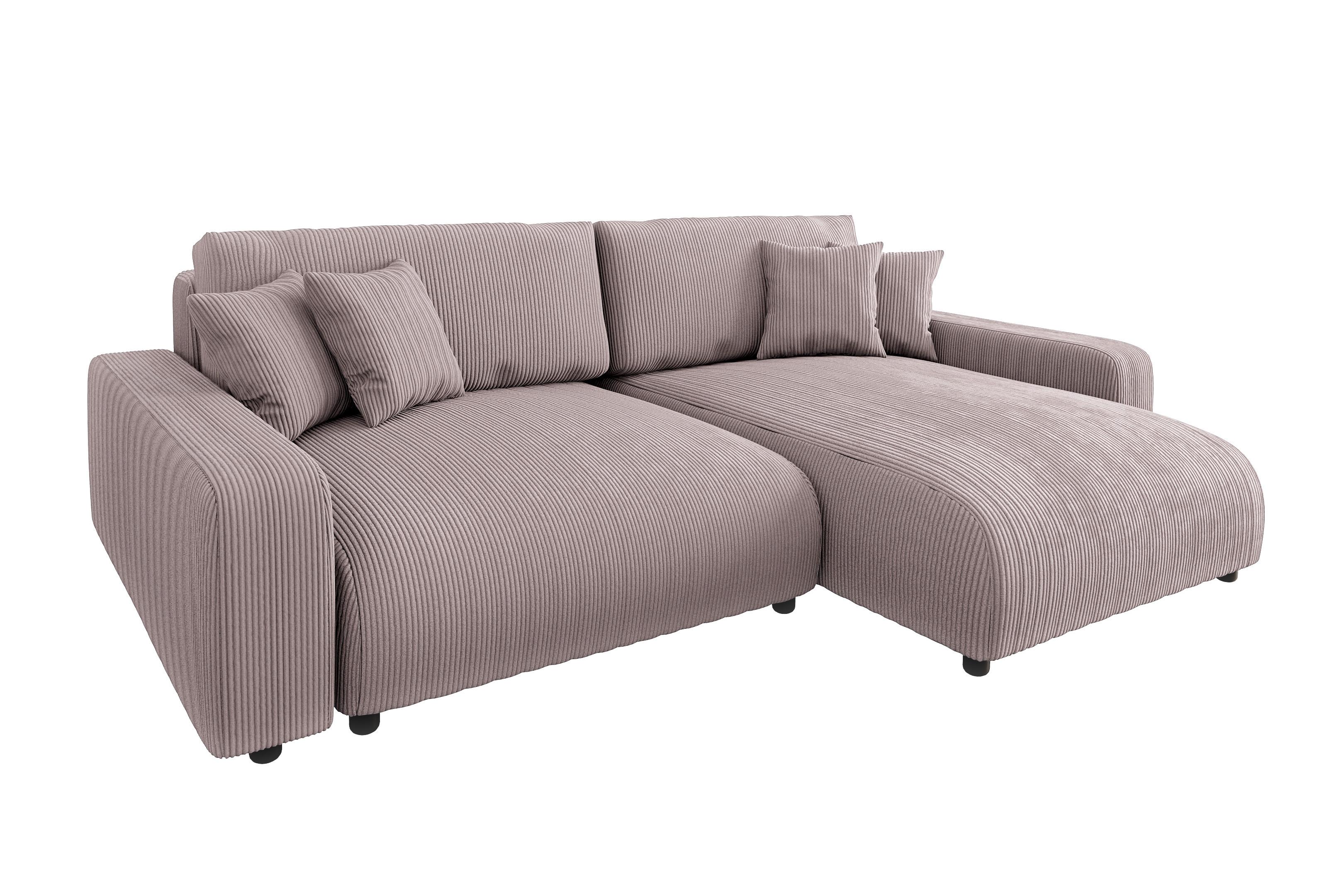 ECKSOFA Emma Puderrosa Cord - Ottomane rechts - Pink, Textil (234/170cm) - S-Style Möbel