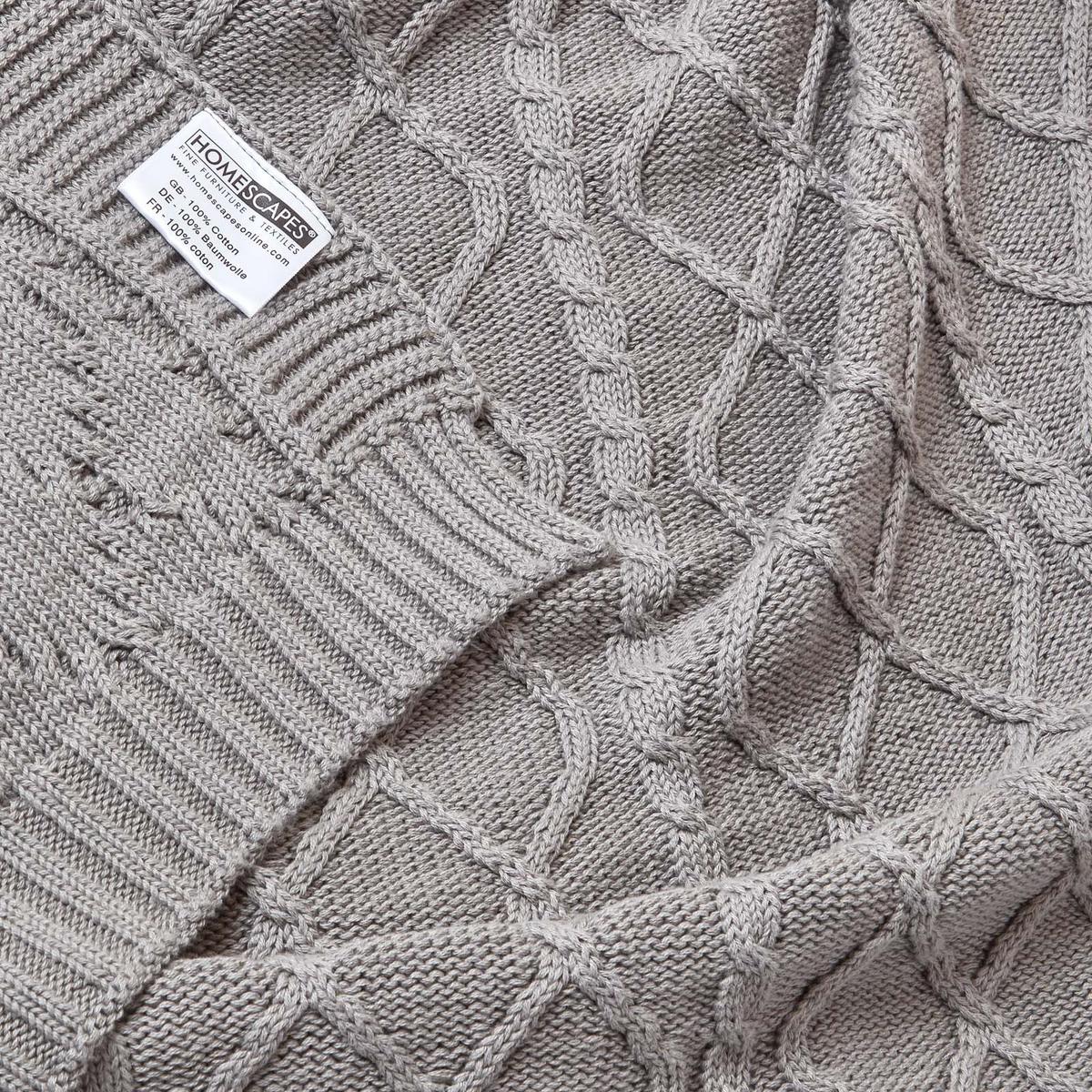 STRICKDECKE 130/170 cm, Baumwolle mit Rautenmuster - Grau, Textil (130/170cm) - Homescapes