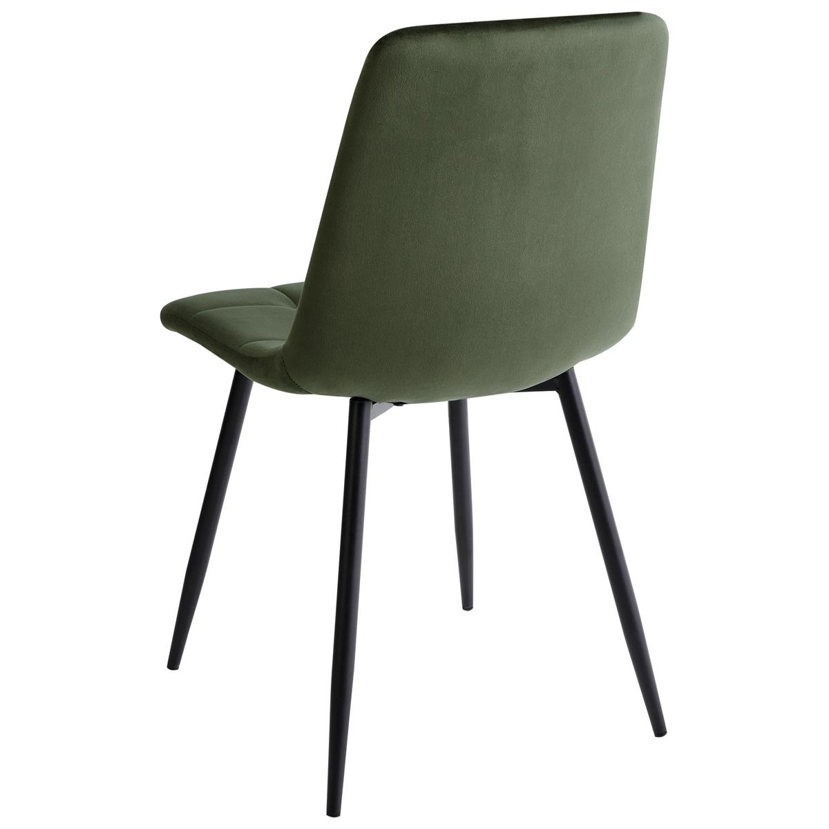 ESSZIMMERSTUHL 4er Set Samtstoff Olivgrün Powell - Schwarz/Olivgrün, Textil/Metall (45/88/62cm) - Beliani