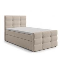BOXBETT DEFNE 80x200 cm mit Fußteil und Matratze - Beige + TOPPER - Beige/Schwarz, Holz/Holzwerkstoff (80/200cm) - AX Living