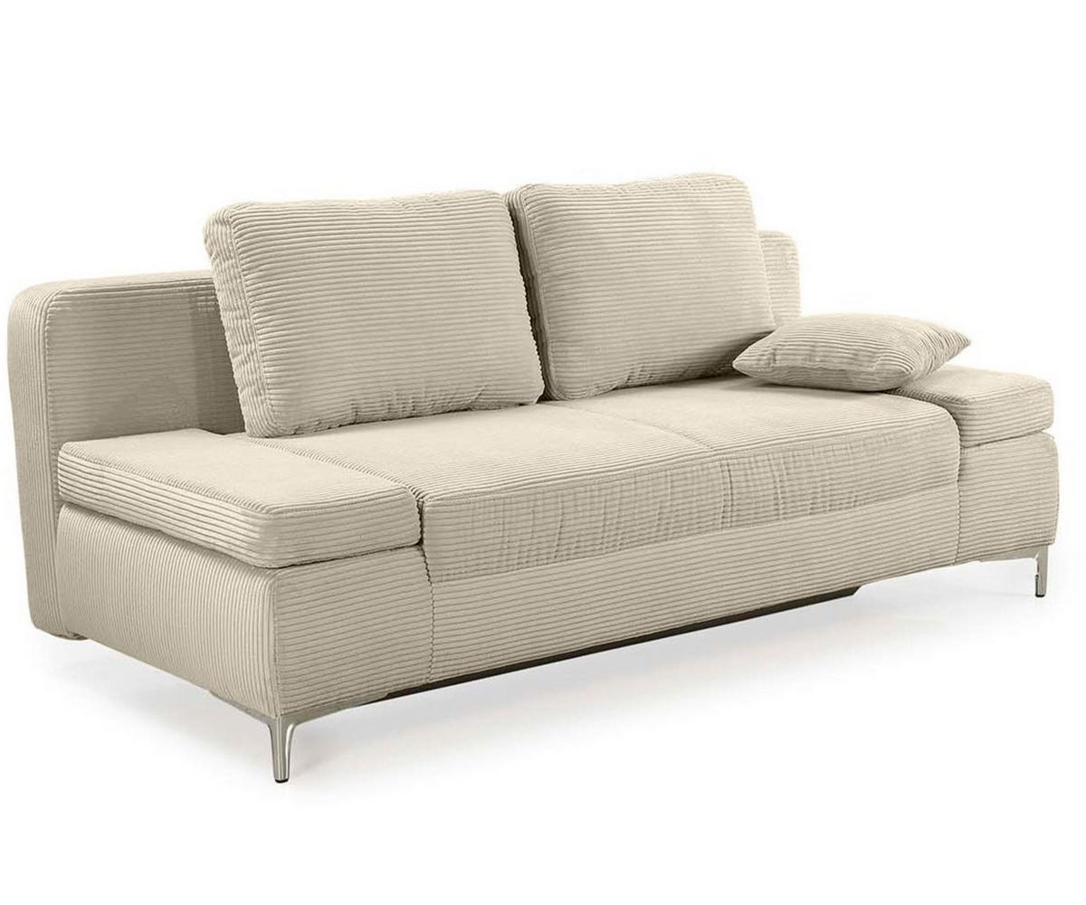 SCHLAFSOFA mit Bettkasten, Federkern, Armlehnen verstellbar B202/T103/H89 cm, Liegefläche 144x198 cm, Cord Beige Grau / 15203 - Chromfarben/Greige, Textil/Metall (202/89/103cm) - luma-home