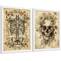 POSTER Set aus 2 Anatomie Mensch Drucke und Wandbilder mit Schädel Wirbelsäule Rippen Becken Klassisches Vintage Design Größe Weißer Rahmen A3 - Weiß, Papier (29.7/42/3cm) - Nacnic
