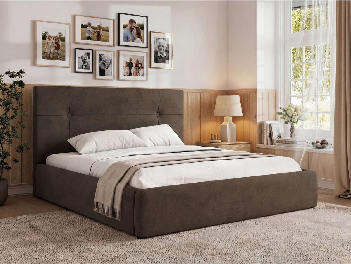 POLSTERBETT CALERIO CLASSIC 200/200 - Braun Velvet - Matratze Pocket - Schwarz/Braun, Kunststoff/Textil (200/200cm) - MKS