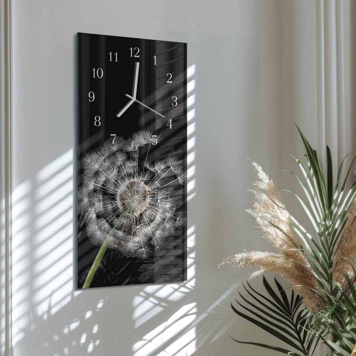 WANDUHR aus Glas 30x60 cm - Löwenzahn - Multicolor, Glas (30/60/0.4cm) - TULUP