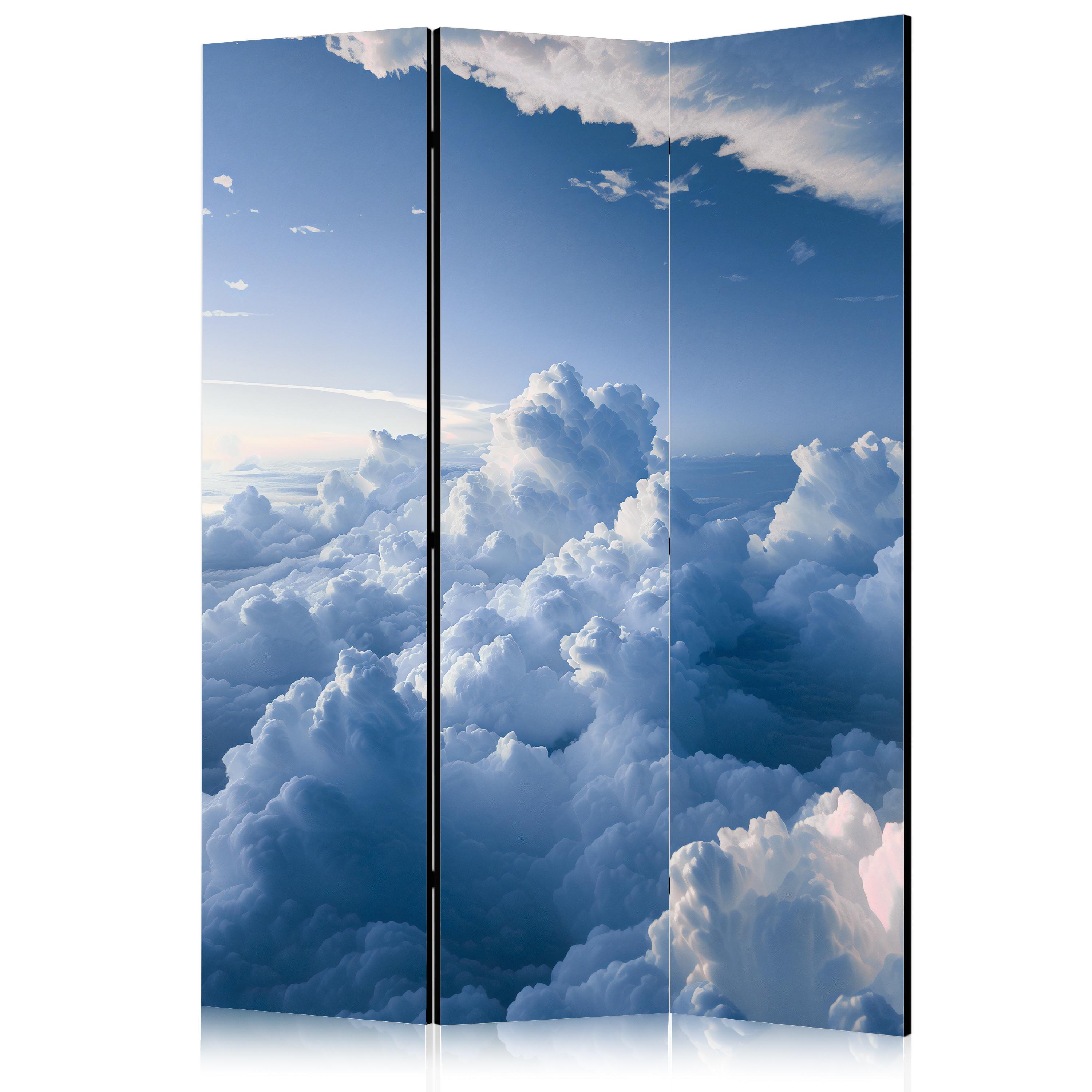 PARAVENT Einseitig Bedruckter 3-tlg 135x172 cm Strahlender Himmel - Blau, Holz/Textil (135/172/3cm) - Muralo