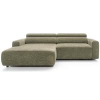 ECKSOFA Fando Salbeigrün Chenille - Schwarz/Hellgrün, Kunststoff/Textil (252/182cm) - Selsey