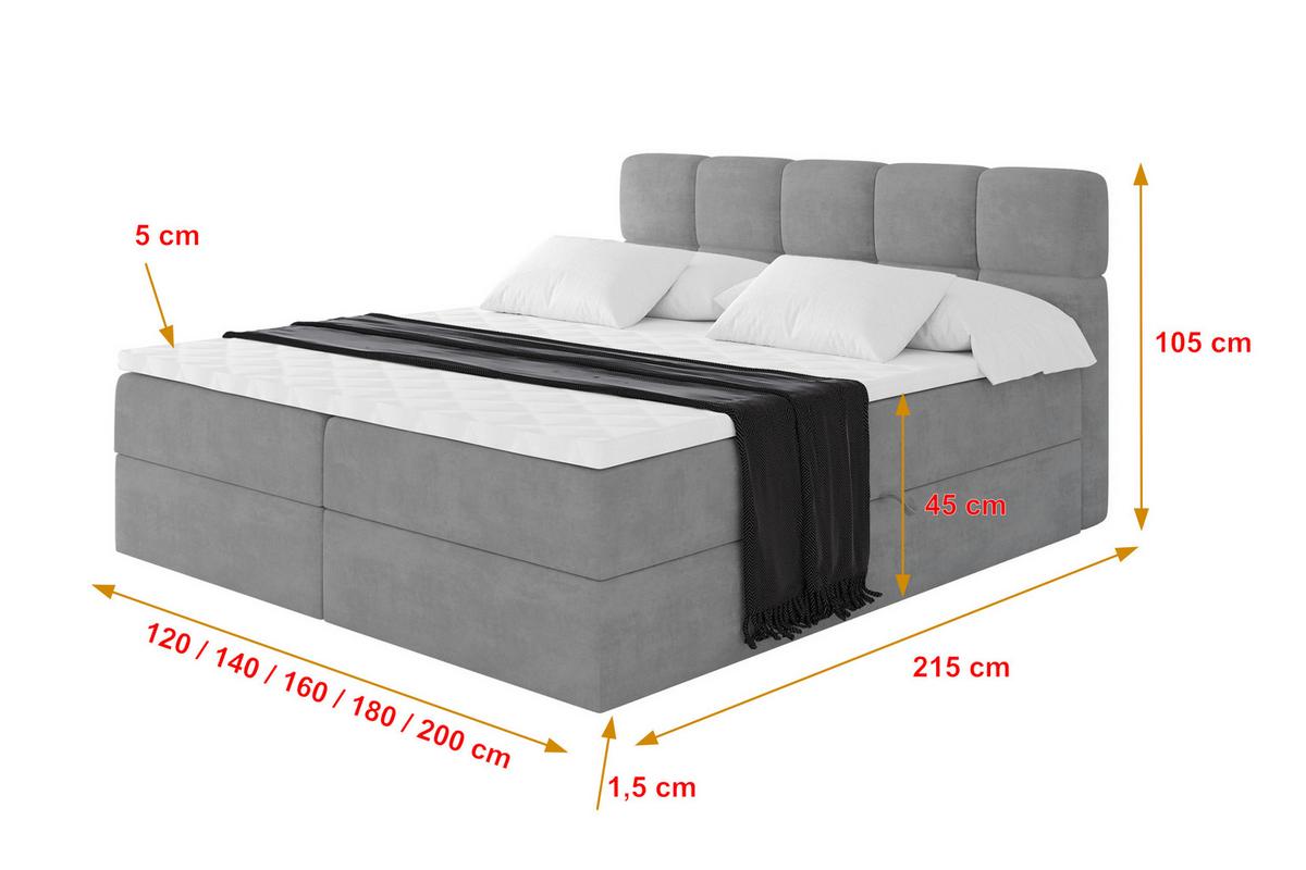 BOXBETT mit Matratze H4 - FAMA - 140x200 cm Grau Monolith - Graphitfarben, Holzwerkstoff (140/200cm) - ALTDECOR