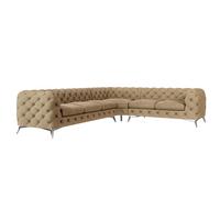 ECKSOFA Chesterfield Laura Beige Samt - Beige/Silberfarben, Holz/Textil (323/264cm) - S-Style Möbel