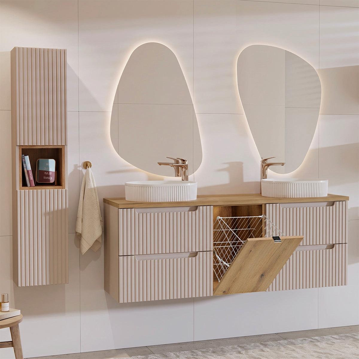 BADMÖBEL 160.4cm Riva 2er-Set Kaschmir - Beige, Holzwerkstoff (160.4/59.5/40cm) - Petits-meubles