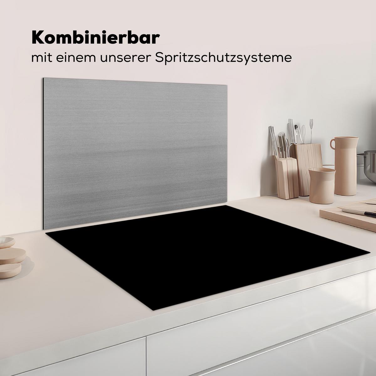 HERDABDECKPLATTE Schwarz - Einfarbig Induktionsmatte 77x59 cm - Schwarz, Kunststoff (77/59/0.2cm) - MuchoWow