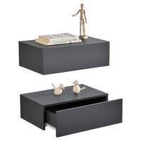 NACHTTISCH Oslo, 2er Set, hängend, mit Schublade - Dunkelgrau, Holzwerkstoff (46/15/30cm) - [en.casa]
