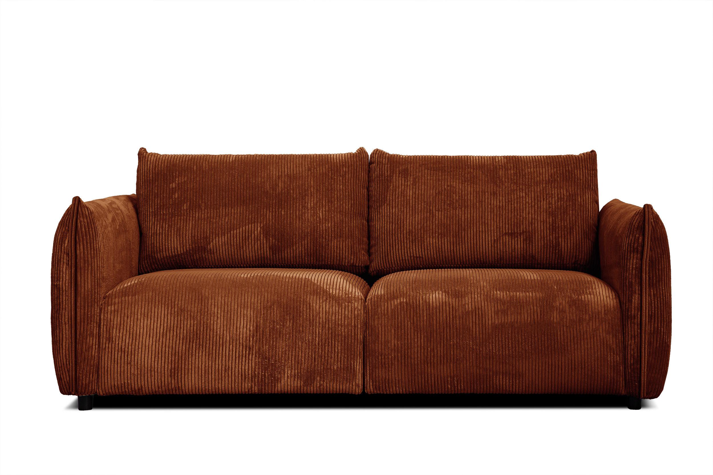 SOFA TAUER 3-Sitzer, orange - Dunkelorange/Schwarz, Holzwerkstoff/Kunststoff (112/84/206cm) - Wozimo