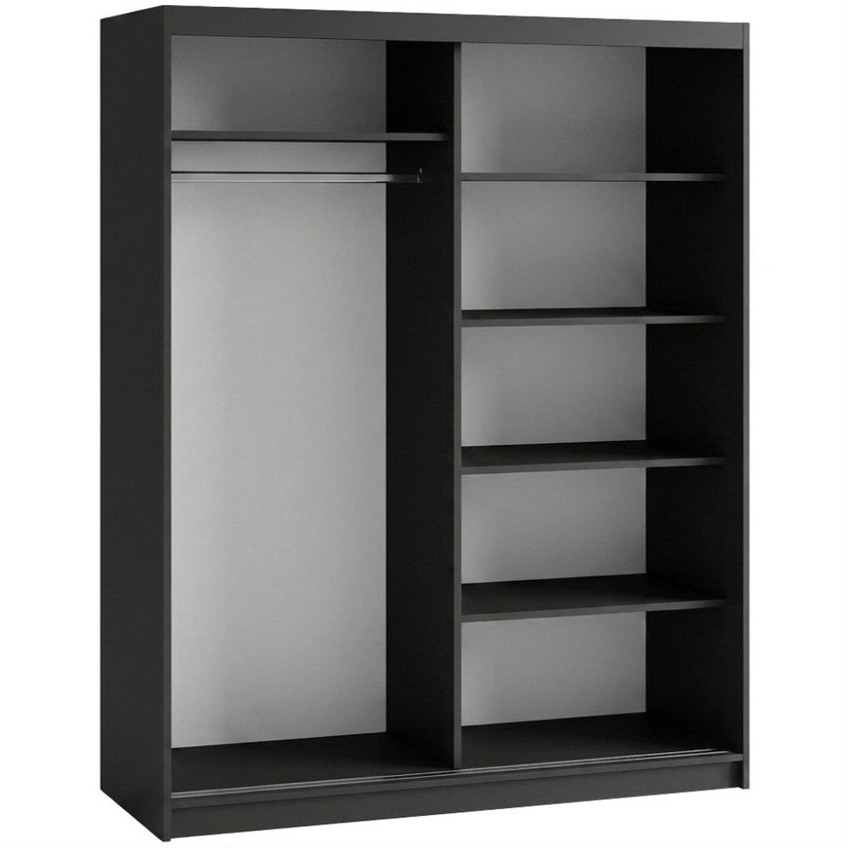 SCHWEBETÜRENSCHRANK Donatello mit 2 Türen. 160 cm, Schwarz+eiche Artisan - Schwarz/Eiche Artisan, Holzwerkstoff (160/205/60cm) - Beautysofa