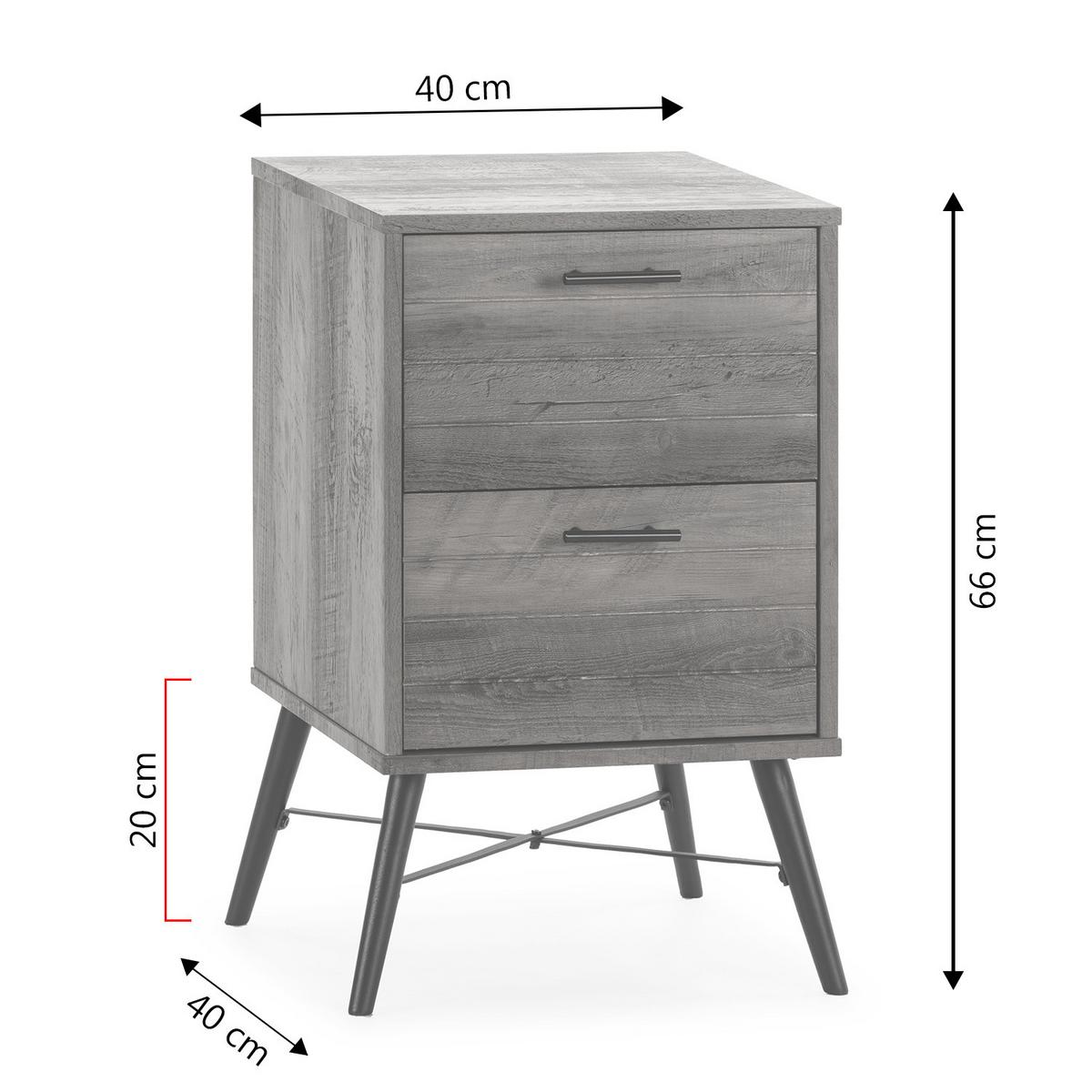 NACHTTISCH Clavel 2 Schubladen rustikale Farbe - Wildeiche, Holzwerkstoff/Metall (40/66/40cm) - VS Venta-stock