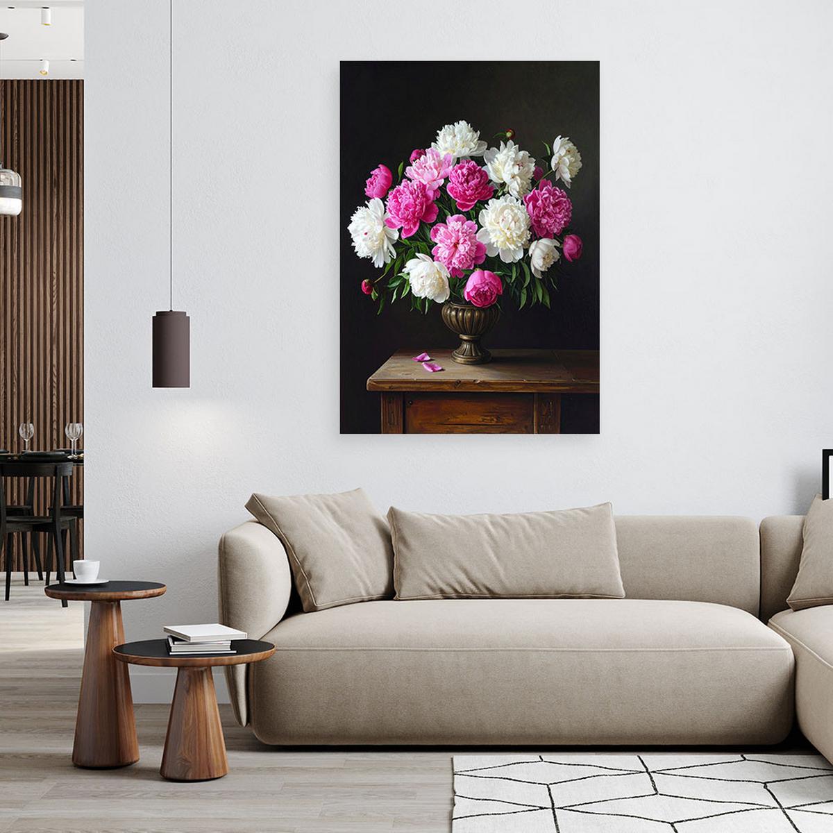 LEINWANDBILD Blumen 60x90cm - Rosa, Textil (60/90cm) - Feeby