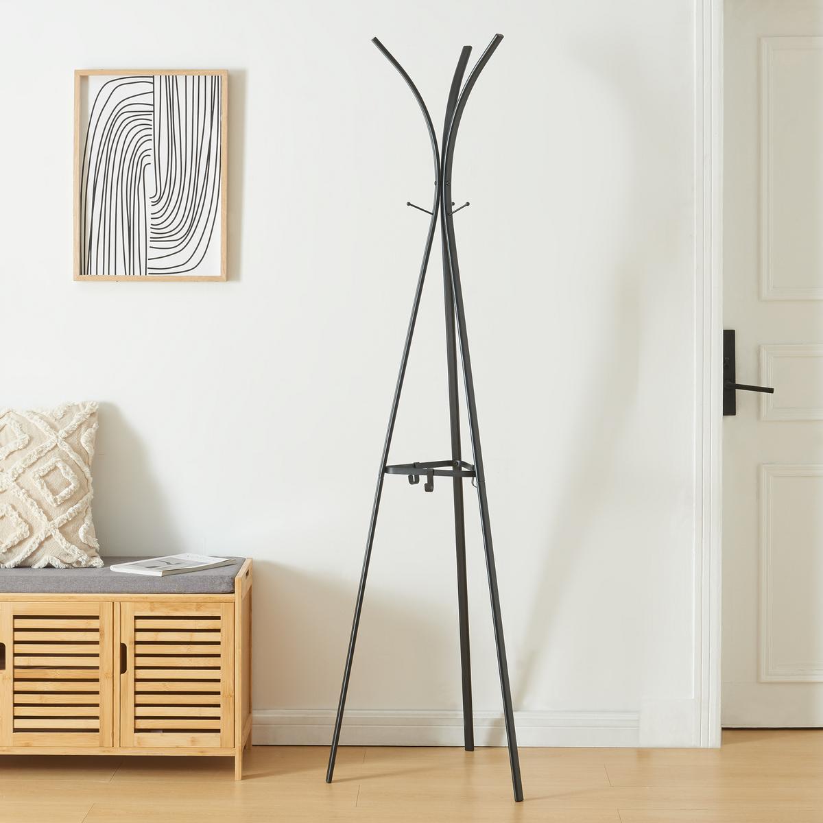 GARDEROBENSTÄNDER Vevelstad - Schwarz, Metall (52.5/181/52.5cm) - [en.casa]