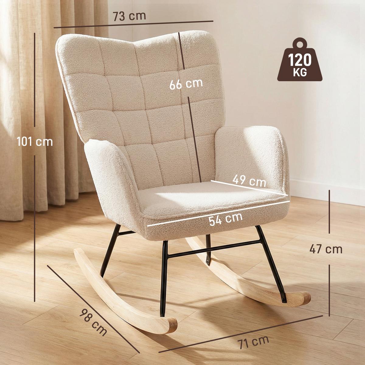 SCHAUKELSTUHL Sessel Relaxsessel bis 120 kg, Polyester, Beige 98x71x101cm - Champagner/Beige, Buchenholz/Textil (98/101/71cm) - HOMCOM