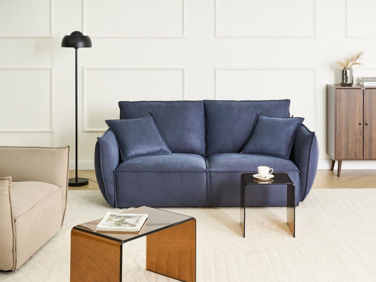3-SITZER-SOFA Stoff Dunkelblau Kunes - Dunkelblau, Textil (190/82/92cm) - Beliani