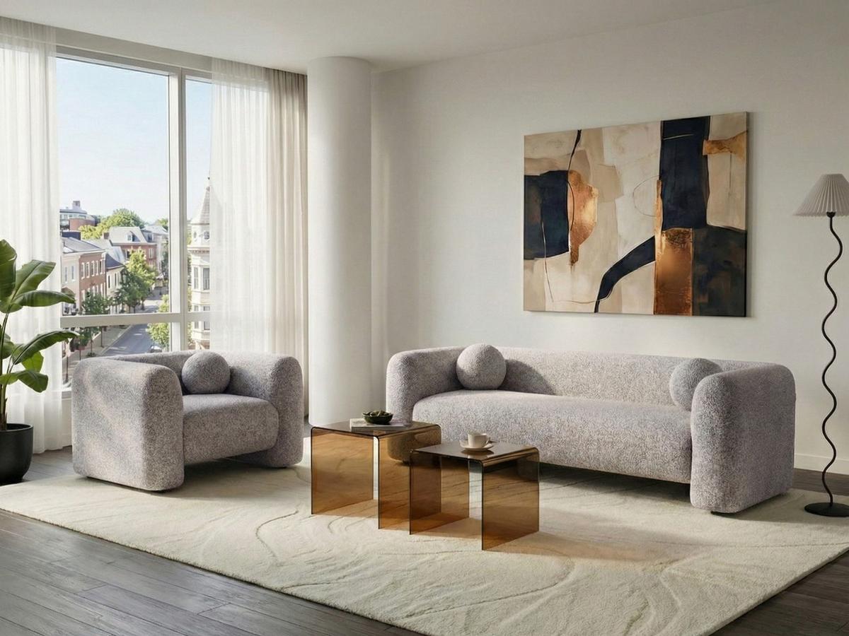 SOFA-SET 4-Sitzer Beige Leiren - Beige, Textil (224/68/87cm) - Beliani