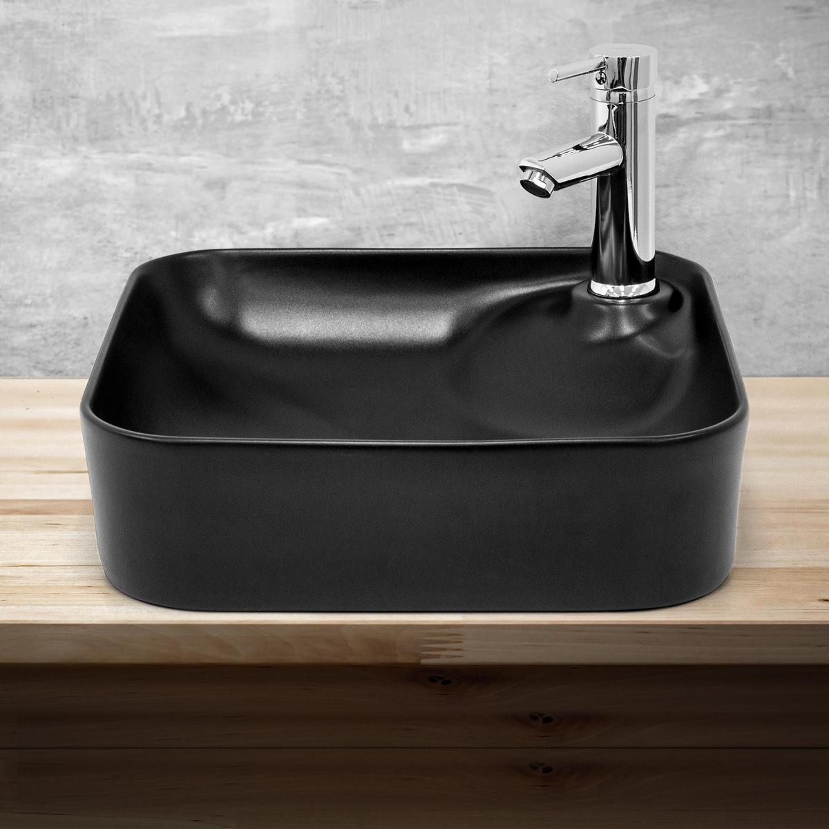 WASCHBECKEN - Schwarz, Keramik (43/12/43cm) - ML-DESIGN